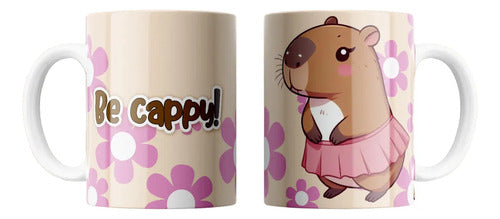 Taza Ceramica Blanca Importada Carpincho Capibara Cappy