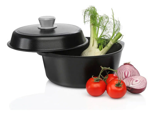 Bateria Cocina Antiadherente Bifera Sarten 24cm Cacerola 4l