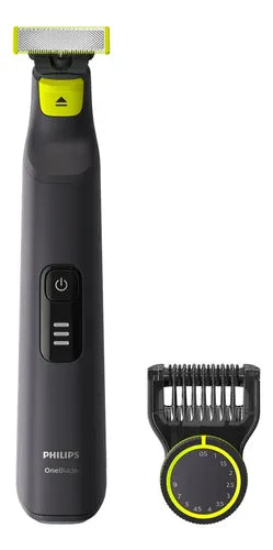 Afeitadora Philips Oneblade Pro Qp6532/10 - Peine Ajustable Con 12 Longitudes, 90 Min De Uso Continuo Y 100% A De Agua - No Irrita Negro