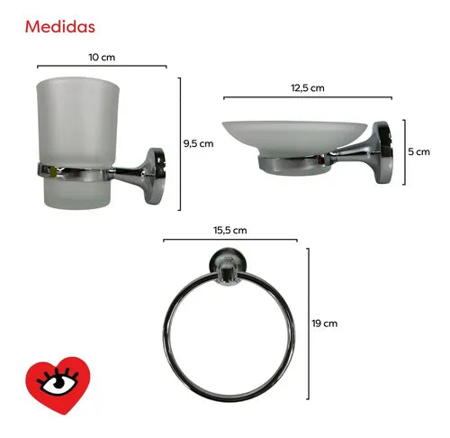 Kit Accesorios Baño 6 Piezas Esquinero Plateado