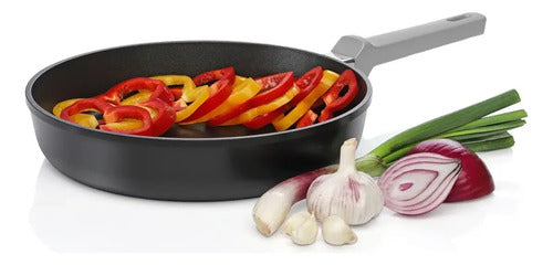 Bateria Cocina Antiadherente Bifera Sarten 24cm Cacerola 4l