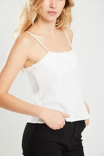 Musculosa Midi De Crepe, Escote Recto Off White Koxis Mujer