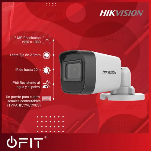 Kit Seguridad Hikvision Dvr 4ch + 2 Bullet 1080p + Cable