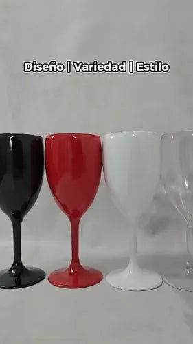 Copa De Vino Agua Irrompible Acrilica Acrilico Pack X12 Unid