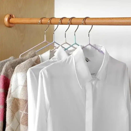 Perchas Antideslizantes De Metal Para Ropa Verde Agua