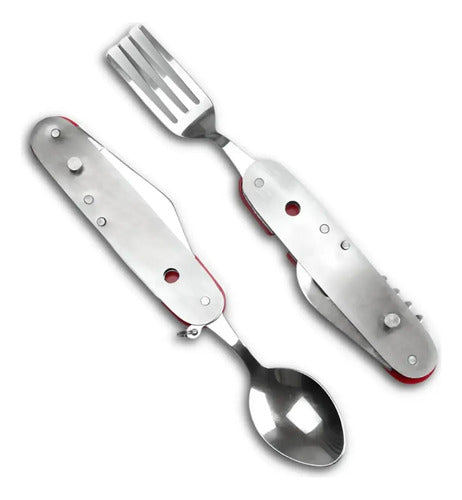 Set de Cubiertos Camping Fenser 5 en 1 de Acero Inoxidable Rojo · 16989 · foto 04