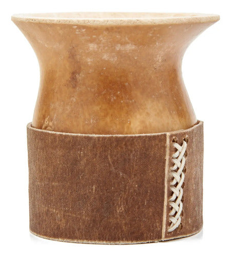 Mate Criollo Calabaza Pulida Base Bombilla Cepillo Cuero