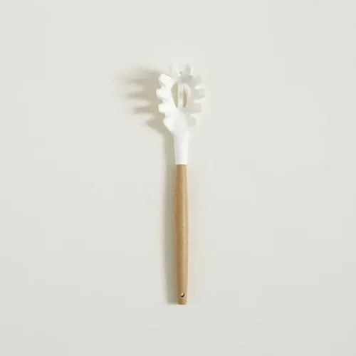 Cuchara De Silicona Para Pasta Cream Con Mango De Madera Blanco Canela