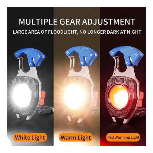 Linterna LED COB Recargable USB con Imán y Gancho Azul · 16726 · foto 06