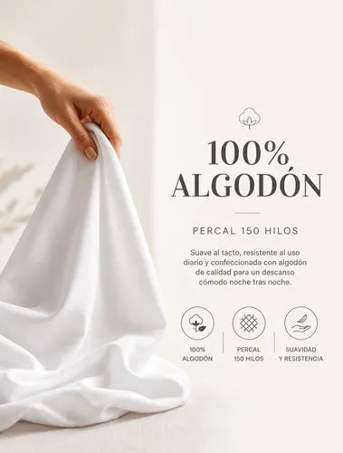 Sábana Ajustable 2 1/2 Plazas 100% Algodón Percal 150 Hilos Azul Marino · 15771 · foto 04