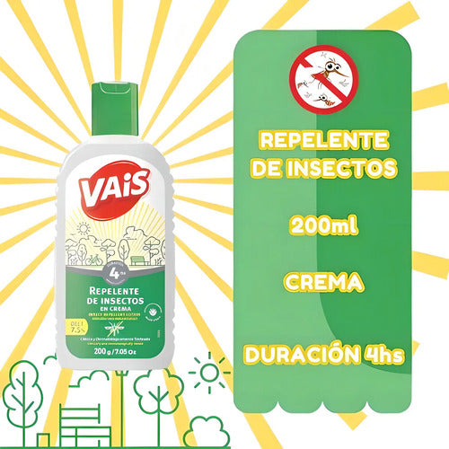 Repelente Mosquitos Insectos Crema Vais 200g