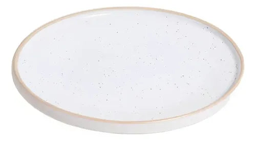 Plato Playo Tozeur Blaco Con Borde Natural De 26cm Ceramica Color Blanco