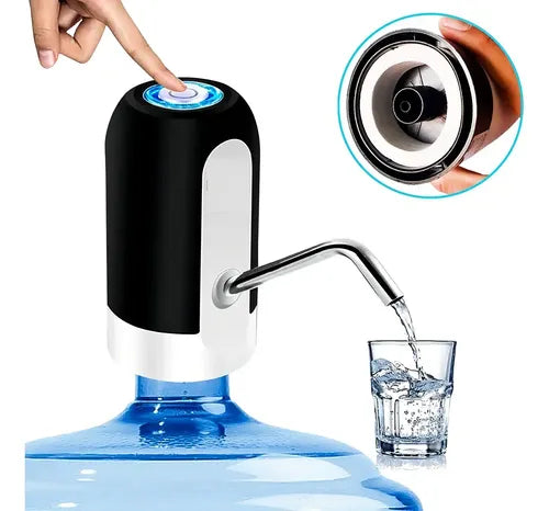 Dispenser Genérica Bomba De Agua Bidon Automatico Recargable Usb Color Negro