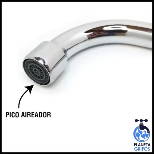 Canilla Cisne Planeta Grifos Acero Inoxidable Aireador Mesada Plateado Brillante