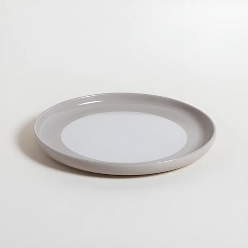 Plato Postre Cerámico Slm Beige Blanco 20 Cm Línea Dalian Apto Lavavajillas
