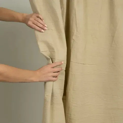 Cortina De Baño Tusor 100% Algodón Super Beige Lisa