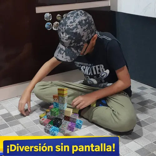 Bloques Magneticos Minecraft + Burbujero Pistola 48 Minecraf 48 Azul · 16836 · foto 03