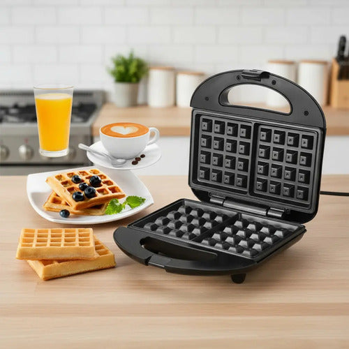 Waflera Electrica Antiadherente Teflon Metalica Wafles Cocin