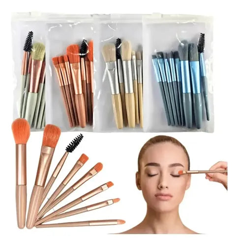 Set X8 Mini Brochas Pinceles para Maquillaje Verde · 18140 · foto 01