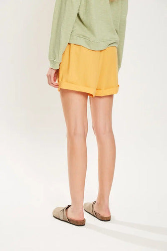 Short Tiro Alto De Lino Elastano Koxis Mujer Ray Flower S