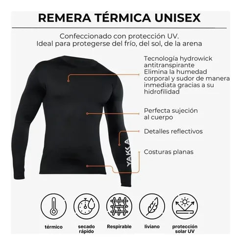Remera Térmica Yakka Manga Larga Unisex Negro Talle XXL · 17022 · foto 04