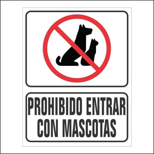 Cartel Señalética Prohibido Mascotas 28 x 22 cm C-02-066 · 15792 · foto 01