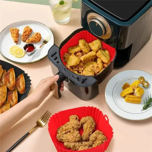 Molde Bandeja Silicona Cuadrado Freidora Negro