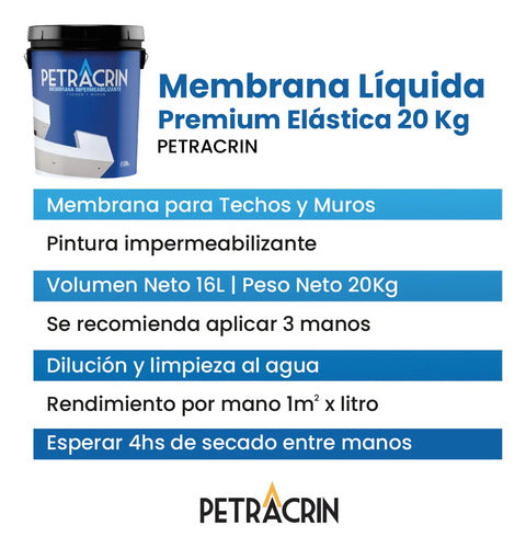 Membrana Líquida Transitable Petracrin Impermeabilizante 20 Kg Rojo Para Techos Satinado