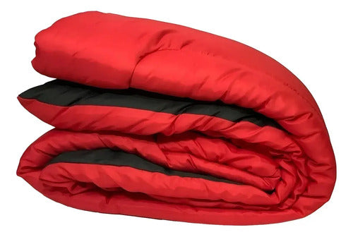 Acolchado Reversible 1 1/2 Plaza 90x190 Cm Twin Rojo Negro