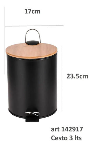 Tacho Cesto Recipiente Residuos Tapa Bambu Nona Minda 3 Lt