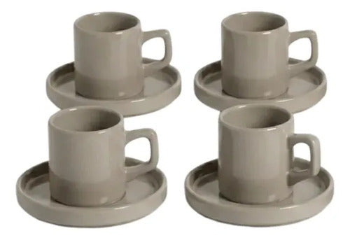 Taza Y Plato Net Visón Liso Clasico 185 Ml Set X 4 Unidades Vison Liso