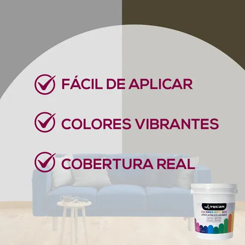 Pintura Latex Tierra Tostada Tecza, Lavable X 4 Litros, Linea Colores Intensos Preparados Apto Interior Y Exterior, Acabado Mate. Color Tierra Tostada