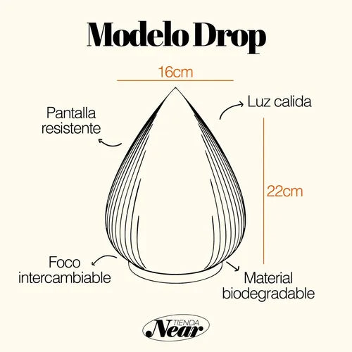 Velador Moderno Nórdico LED Impresión 3D Gota Blanco · 15286 · foto 03