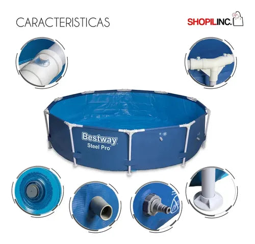 Pileta Estructural Redonda Bestway 56677 4678l Color Azul Piscina Steel Pro