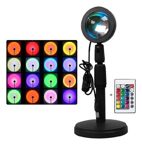 Lampara Proyector Sunset Atardecer Con Remoto Usb 16 Colores