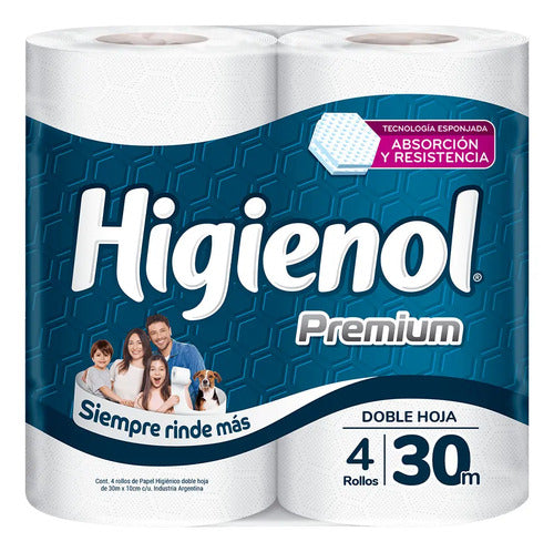 Papel Higiénico Doble Hoja Higienol Premium 30m X4