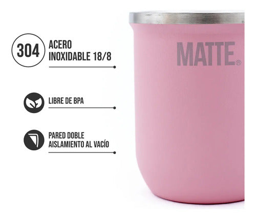 Mate Steel Matte Rosa Liso