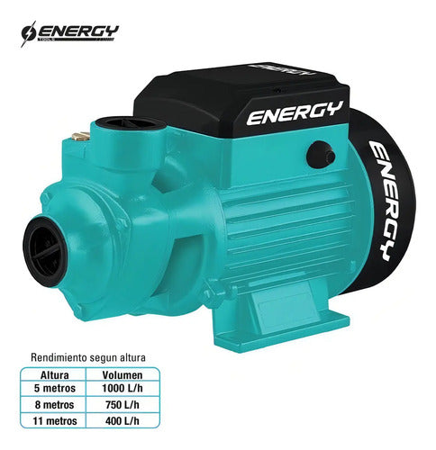 Bomba Periférica Energy 1/2 Hp 370w Hierro Fundido Elevación 18m Turquesa · 15818 · foto 02