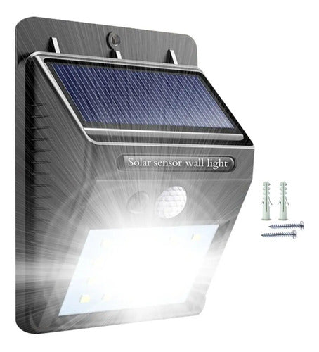 Reflector Solar Led Electroland 6w Exterior Ip65 Sensor Movimiento Luz Fría Negro Blanco Frío