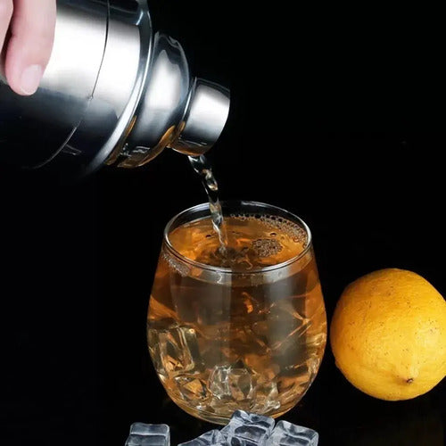 Kit Bartender Set Barman Tragos Coctelera Bebidas Acero Inoxidable Con Soporte Oruga Sorbetes Cuchara Jigger Medidor Pison Machacador Pico Vertedor Abridor Levys Bazar