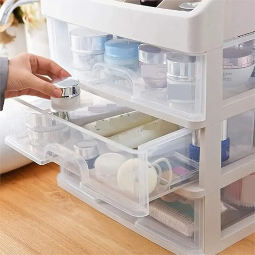 Organizador De Maquillaje Cosméticos Para Tocador 3 Cajones Blanco