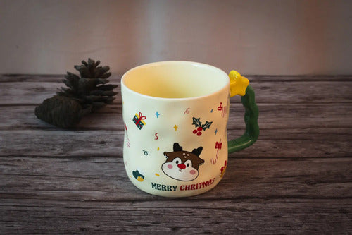 Taza Cerámica Tapa Papa Noel Merry Chris
