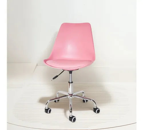 Silla De Escritorio Oficina Tulip Ruedas Giratoria Alpina Color Rosa Material Del Tapizado Cuero Sintético