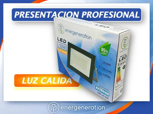 Reflector Energeneration Pbel-50-ww 50w Led Luz Cálida Negro