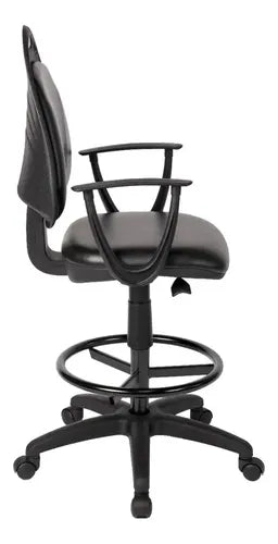 Silla Cajera Alta Con Apoyabrazos Y Ruedas Negro