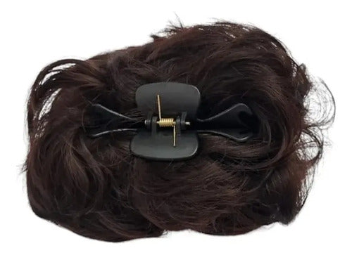 Rodete con Broche de Pelo Sintético Opaco Castaño Oscuro · 17215 · foto 03