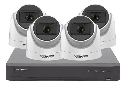 Camara Seguridad Kit Hikvision Dvr 4 Canales + 4 Domos 1080p Blanco
