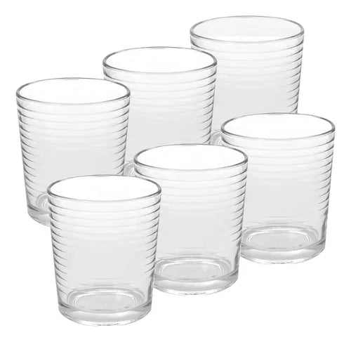 Set X 6 Vasos Vidrio Bajo Juliana Jugo Agua 250 Cc Durax