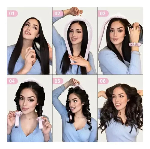 Banda Rizadora Jessamy sin Calor con 2 Scrunchies de Raso Antifrizz Blanco · 17130 · foto 02