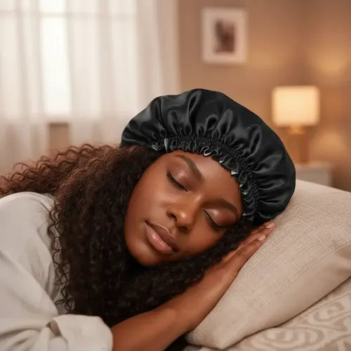 Gorro Cofia de Satén Antifrizz para Dormir Ajustable Gris Oscuro · 17493 · foto 03
